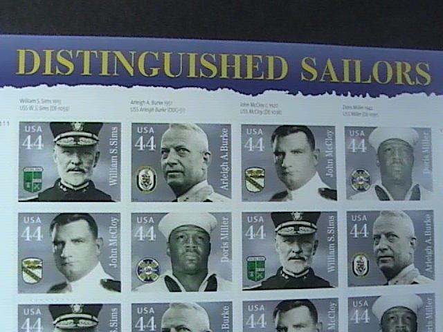 U.S.# 4440-4443(4443a)-MINT/NH-- PANE OF 20--DISTINGUISHED SAILORS---2010