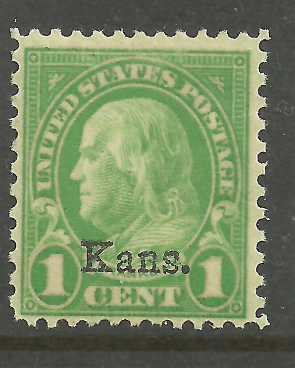 #658 Franklin Kansas Overprint Mint Single LH