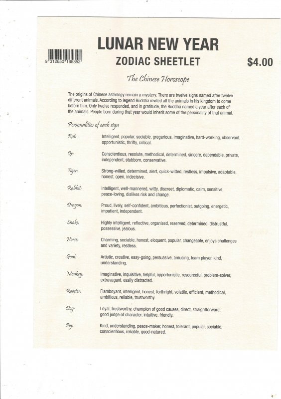 Christmas Island 2003 Year of the Goat  MNH Sheetlet