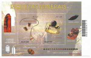 BRAZIL 2001 JEWELLERY MINERAL RICHES STONES MICHEL BL 117 SOUVENIR SHEET