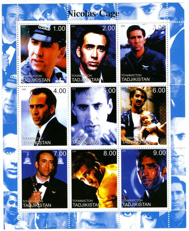 Tajikistan 2000 NICOLAS CAGE Sheet Perforated Mint (NH)