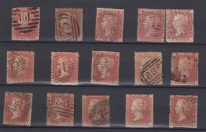 GB QV 1d Red Stars Unchecked Collection Of 15 Fine Used BP5925