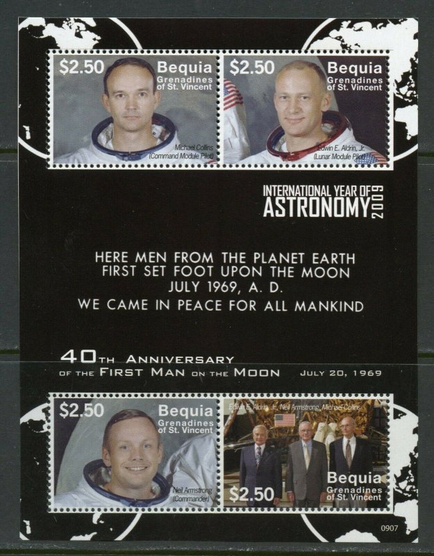 BEQUIA  40th ANNIVERSARY OF THE FIRST MAN ON THE MOON  SHEET MINT NH