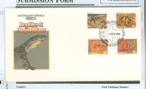 Australia  781/796/799-800 animal series (reptiles & amphibians) series II on an unadd. cacheted FDC