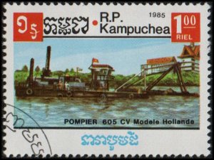 Cambodia 623 - Cto - 1r River Dredge (1985) +