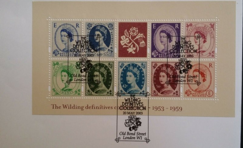 GB 2002 2003 FDC Wild about Wilding Definitive Collection MS Windsor Bond St SHS