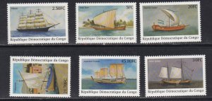 Zaire # 1572-1577, Sailing Ships, NH, 1/2 Cat.