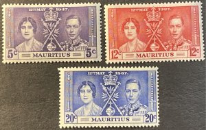 MAURITIUS # 208-210-MINT/HINGED---COMPLETE SET---1937