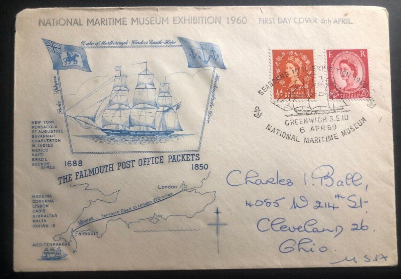 1960 Greenwich England First Day Cover FDC National Maritime Museum Exhibition