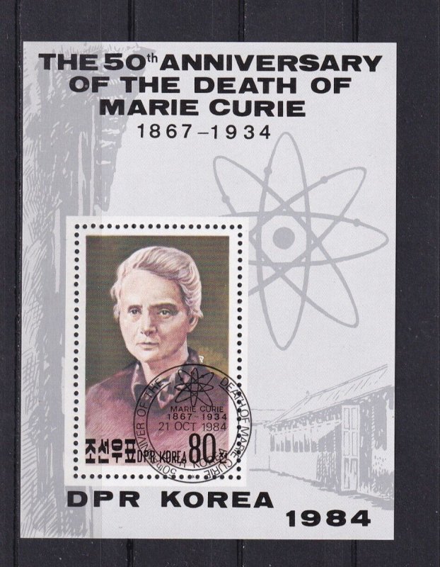 SA16e Korea 1984 50th Anniv of Death Marie Curie used minisheet