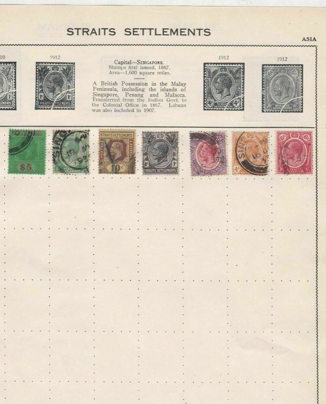 straits settlements used stamps values to $5 dollar ref r8621