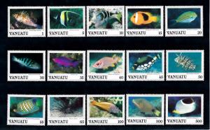 [47911] Vanuatu 1987 Marine life Fish 15 Values MNH