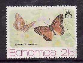 Bahamas-Sc#373- id7-used 21c -Insects-Butterflies-1975-