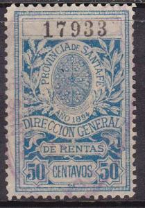 Argentina Revenue Stamp Forbin #116 Dir. Gen. Rentas Santa Fe 1894 50c. Used.