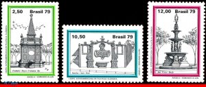 1632-34 BRAZIL 1979 FOUNTAINS, PHILATELY EXHIBITION, ART, MI# 1731-33, SET MNH