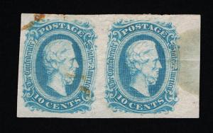 GENUINE CONFEDERATE CSA SCOTT #11 PAIR MINT OG BLUE DIE-A ARCHER & DALY PRINTING