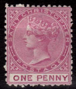 St Christopher 1871 1d Magenta SG2 P.12.5 Fresh Lightly Mtd Mint