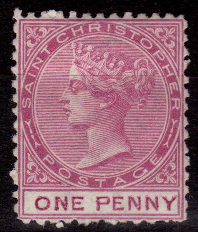 St Christopher 1871 1d Magenta SG2 P.12.5 Fresh Lightly Mtd Mint