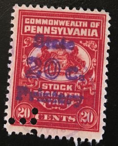 Pennsylvania Stock Transfer, 20c, Vic's Stamp Stash