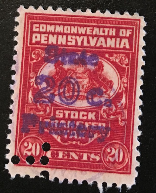 Pennsylvania Stock Transfer, 20c, Vic's Stamp Stash