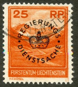 Liechtenstein Scott O9 UHR - 1933 Official Overprint - SCV $45.00