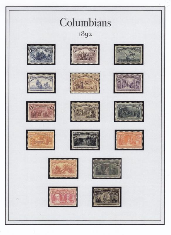 1892 Columbians 8.5 x 11 Stamp Images on Card Stock For Framing