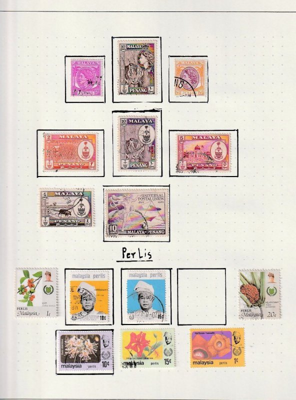 Malaya States Korea Burma Mid Period M&U Collection (Aprx 200+Items)BR555