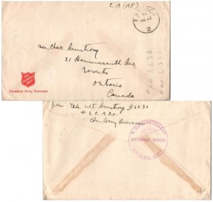 Canada Soldier's Free Mail c1945 F.P.O. S.C.4, Canadian Army England to Toron...