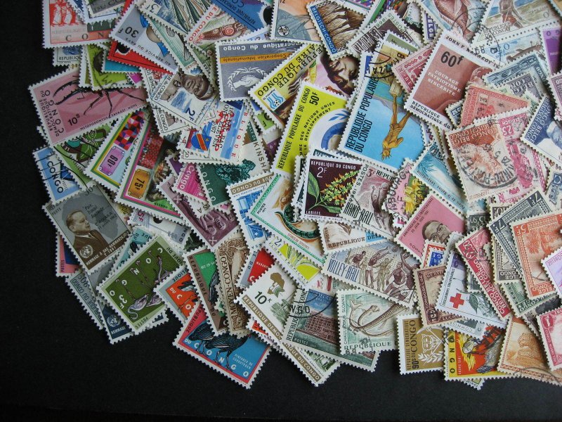 Congo (s) scrap pile (duplicates, mixed cond) estimate 300 stamps 