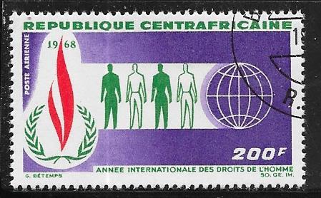 Central African Republic #C52 200fr  Human Rights  (U) CV $1.40