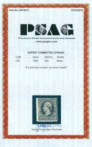 USA : 1890. Scott #228 PO Fresh Mint Never Hinged stamp with PSAG Cert Cat $1050