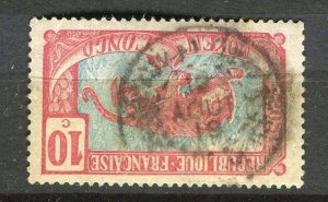 FRENCH COLONIES; CONGO early 1900s Leopard issue fine 10c. used + Postmark