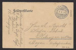 GERMANY / BAVARIA 1914 WW1 FELDPOST Card VERZINAY FRANCE