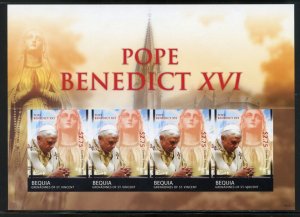 BEQUIA POPE BENEDICT XVI 5th ANN OF HIS PAPACY IMPERFORATE SHEET  MINT NH