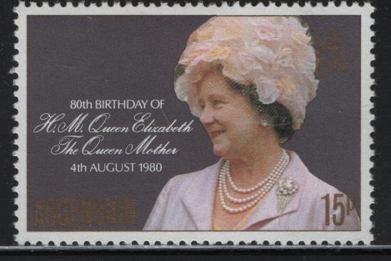 ASCENSION, 261, MNH, 1980, Queen mother Elizabeth birthday