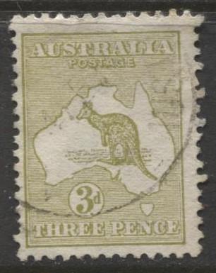 Australia - Scott 47 - Kangaroo -1915 - FU - Wmk 10 - Die I - 3d Stamp5