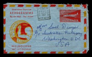 1962 Melbourne Australia to Washington, DC - Australia 10D Aerogramme (ESP#260)