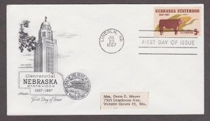 1328 Nebraska Centennial Artmaster FDC with address label