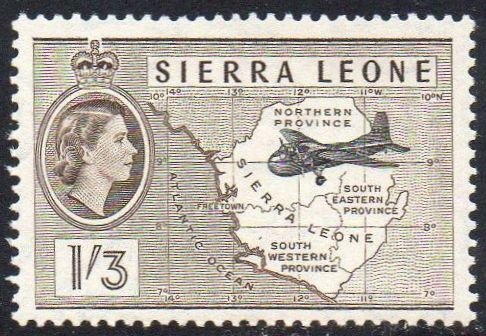 Sierra Leone 1956 1/3d Aircraft and map MH