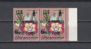 Guyana, Scott cat. 466 A. Scout Baden Powell o/print as a Scarce Pair.