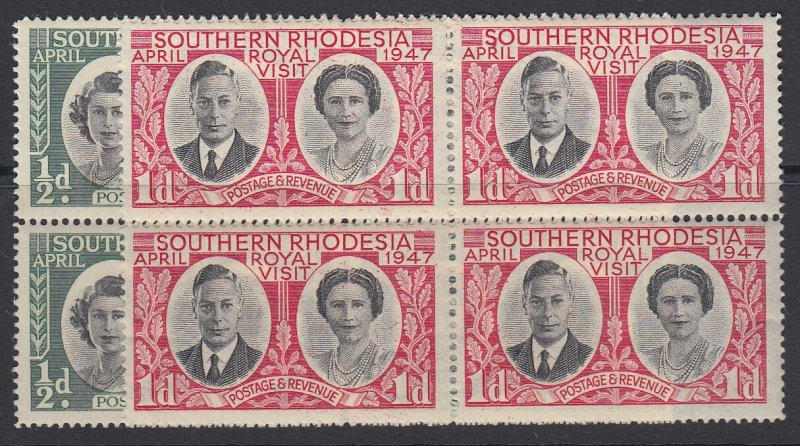 SOUTHERN RHODESIA, Scott 65-66, MNH blocks