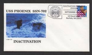 US NAVAL COVER - USS PHOENIX SSN-702 - INACTIVATION - HOBBY LINK CACHET