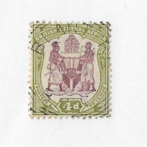 British Central Africa Sc # 47  4p shade used with squared circle VF