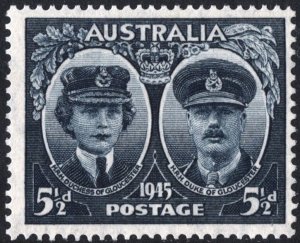 Australia SC#199 5½d Duchess and Duke of Gloucester (1945) MLH
