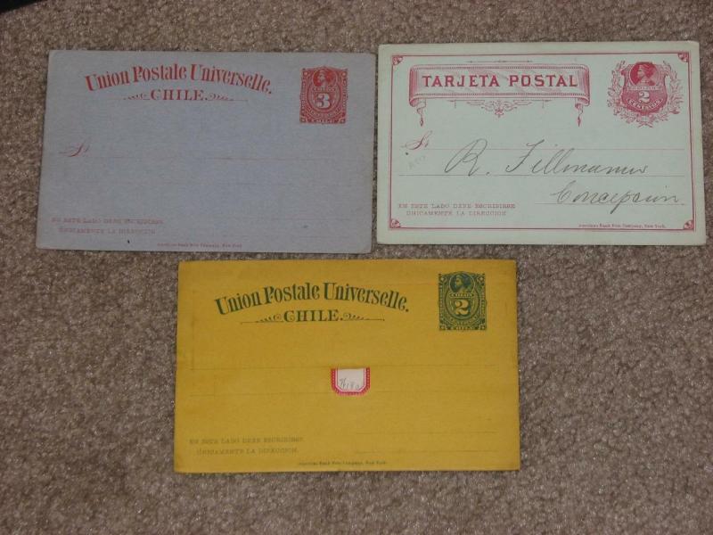 Chile Postal Cards, 3 Different, 1 used & 2 unused