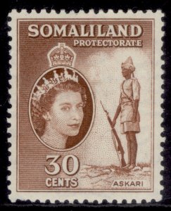 SOMALILAND PROTECTORATE QEII SG141, 30c reddish brown, LH MINT.