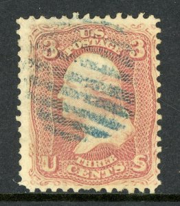 USA 1861 Washington 3¢ Rose Scott #65 VFU R356