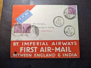 1929 British India Airmail First Flight Cover FFC Karachi to Alexandria Egypt