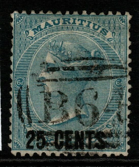 MAURITIUS USED IN SEYCHELLES SGZ42 1878 25c on 6d SLATE-BLUE USED