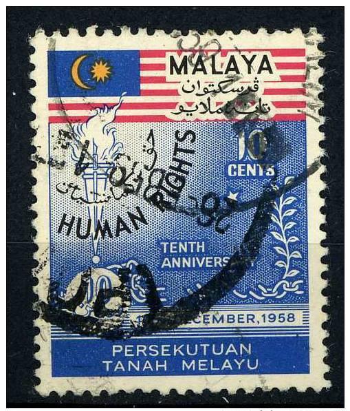 Federation of MALAYA 1958 - Scott 89 used - 10c Human Rights